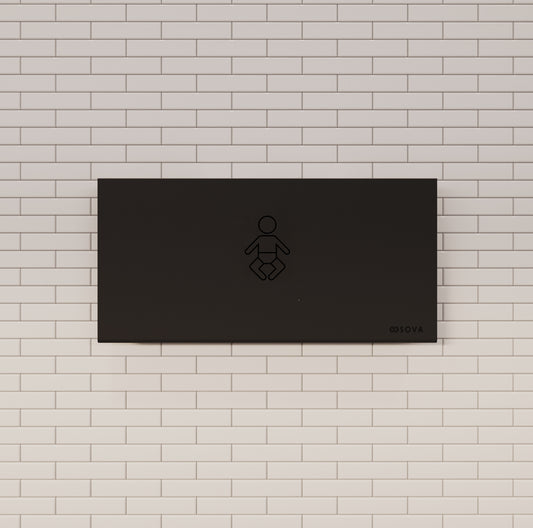 Aura Frameless Surface Mount Horizontal Baby Changing Station w/Full Matte Black Stainless Steel Wrap