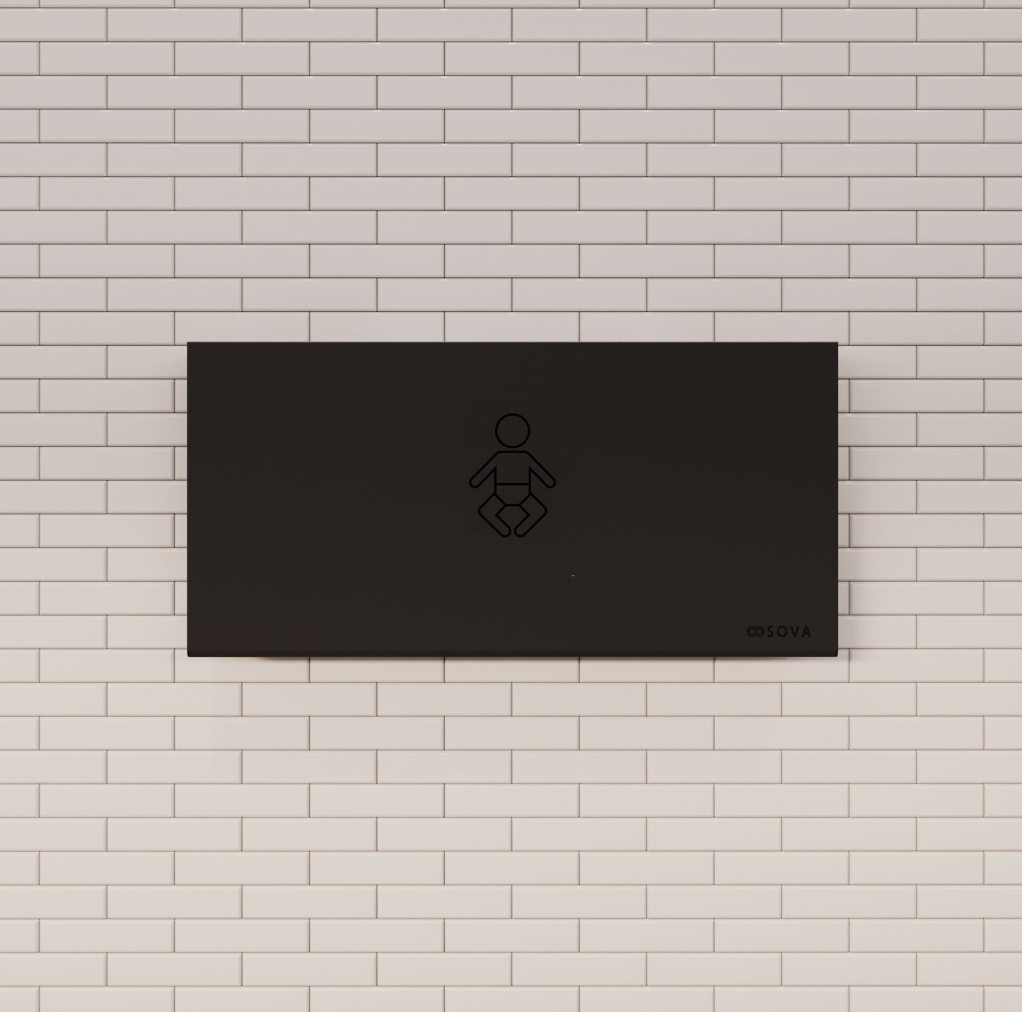 Aura Frameless Surface Mount Horizontal Baby Changing Station w/Full Matte Black Stainless Steel Wrap