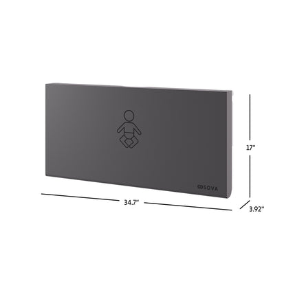 Aura Frameless Surface Mount Horizontal Baby Changing Station w/Full Matte Black Stainless Steel Wrap