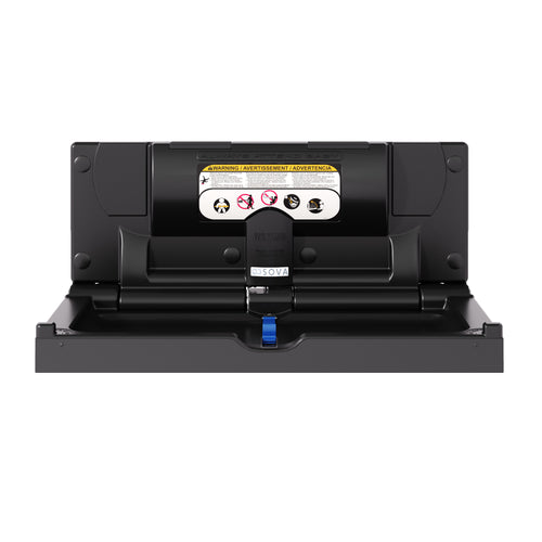 Sova Aura Matte Black Stainless Frameless Baby Changing Station - Open