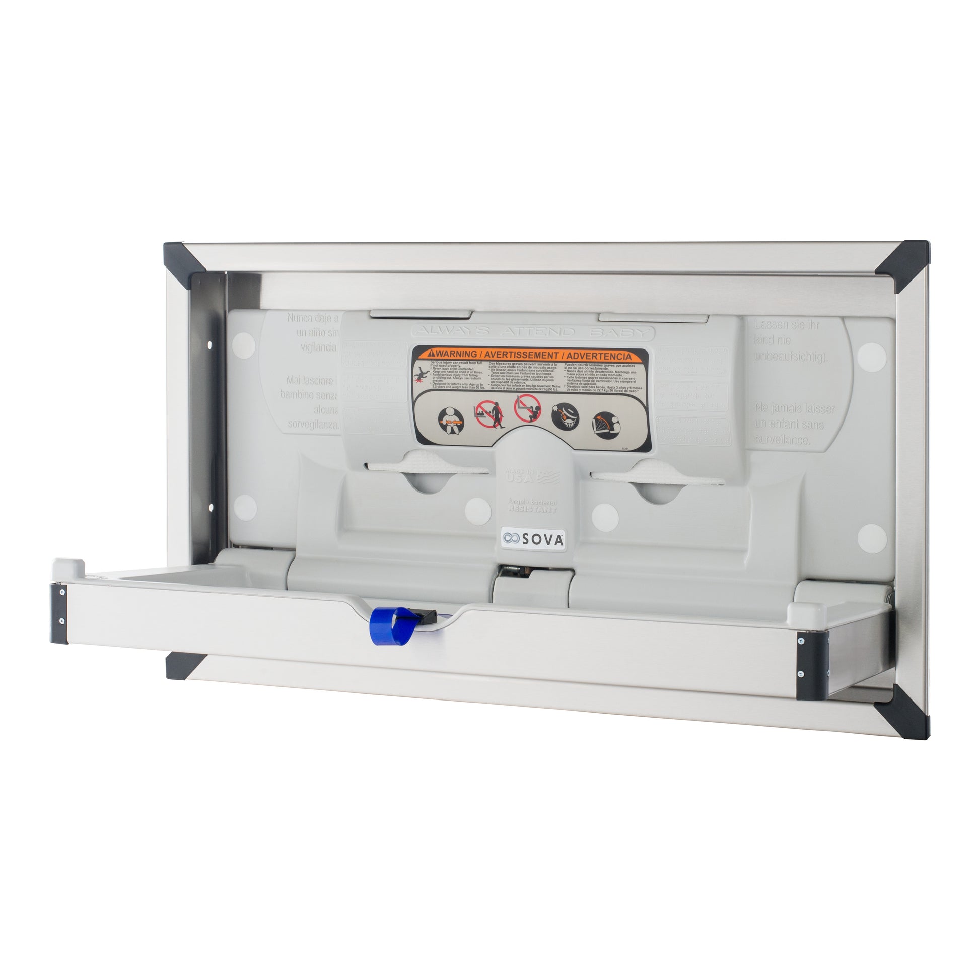 Vantage Stainless Steel Baby changing Station product shot open
