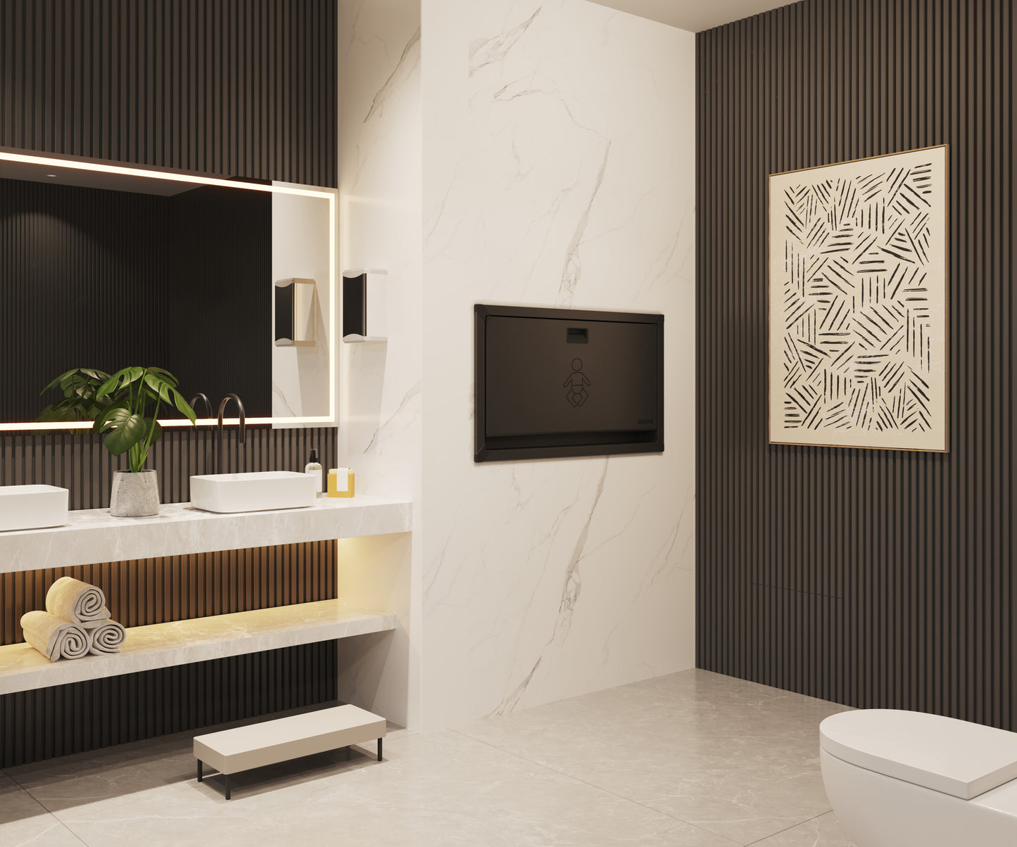 Vantage Matte Black Stainless Steel Horizontal Baby Changing Station