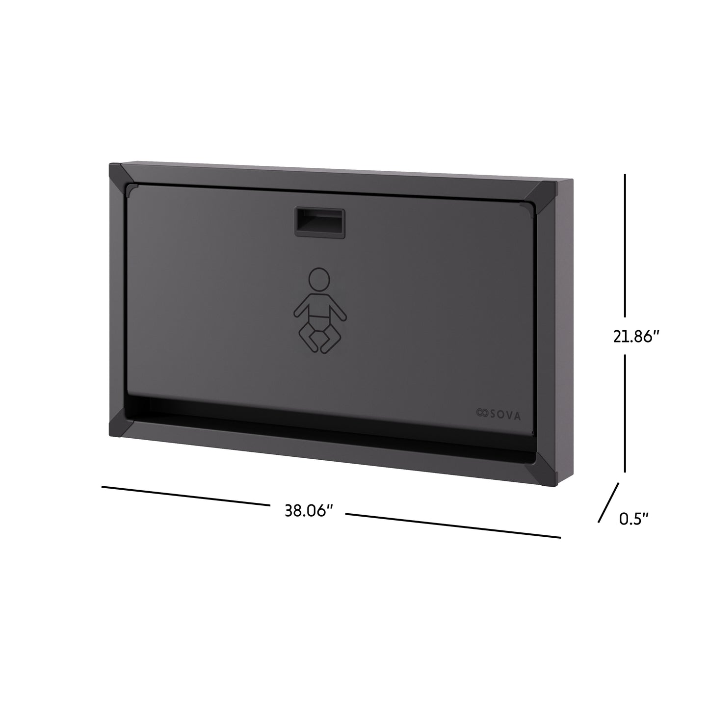 Vantage Matte Black Stainless Steel Horizontal Baby Changing Station