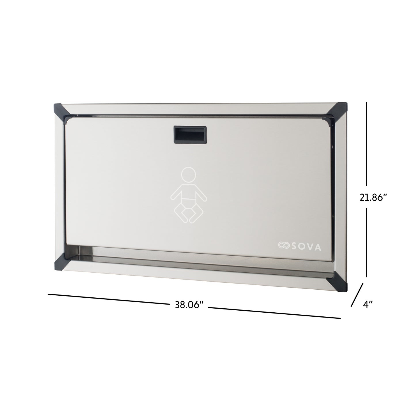 Vantage Stainless Steel Baby changing Station dimensions closed