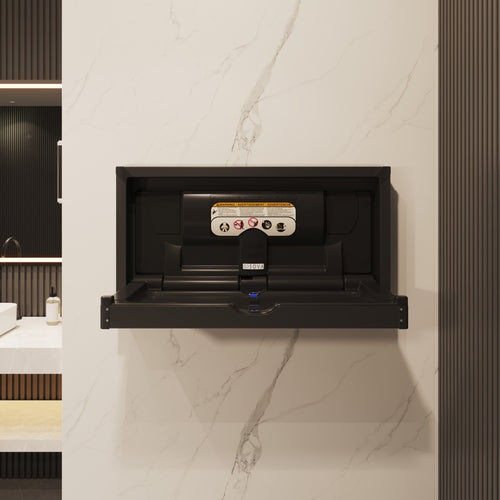 Sova Vantage Matte Black Stainless Steel Baby Changing Station Surface Mount - Open