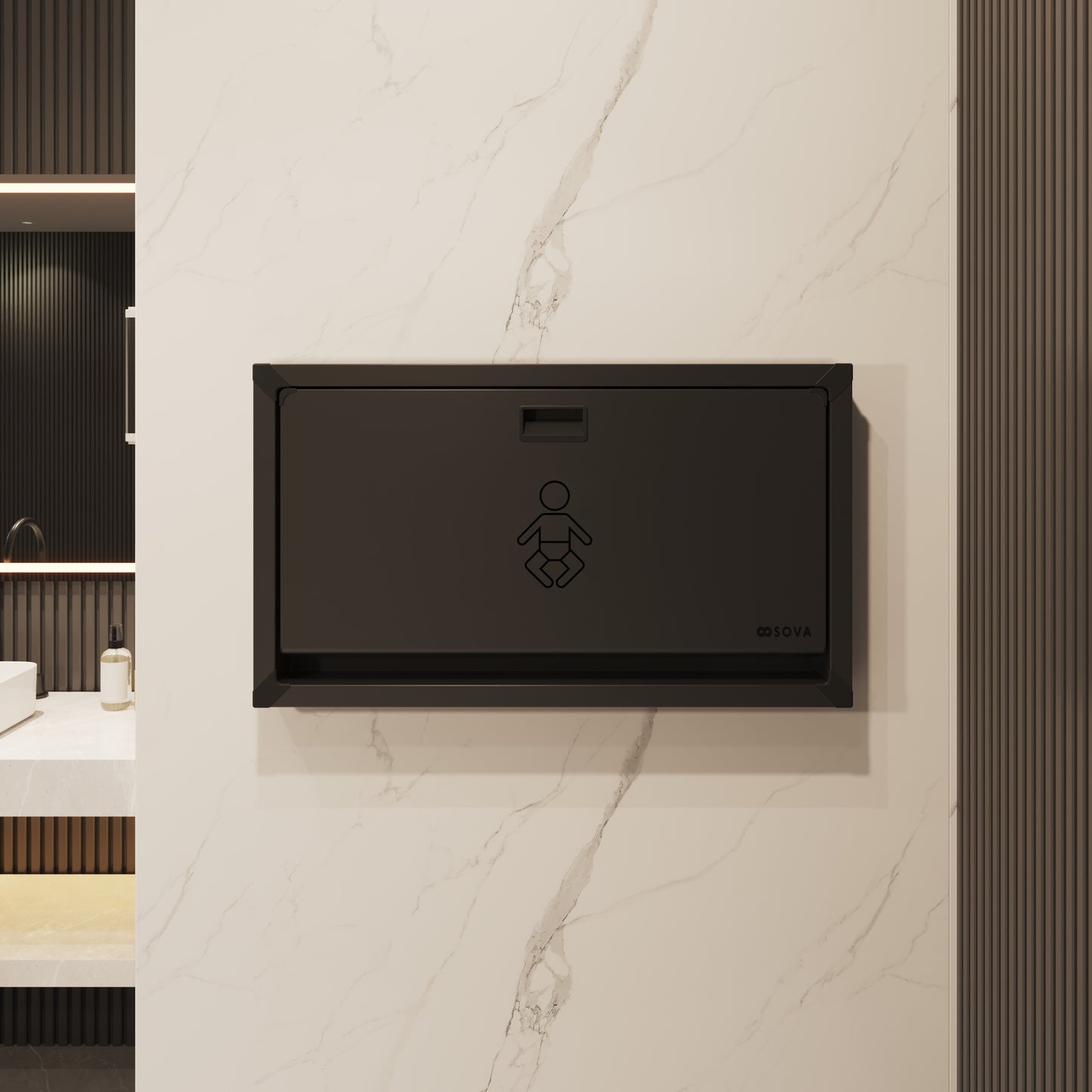 Vantage Matte Black Stainless Steel Horizontal Baby Changing Station