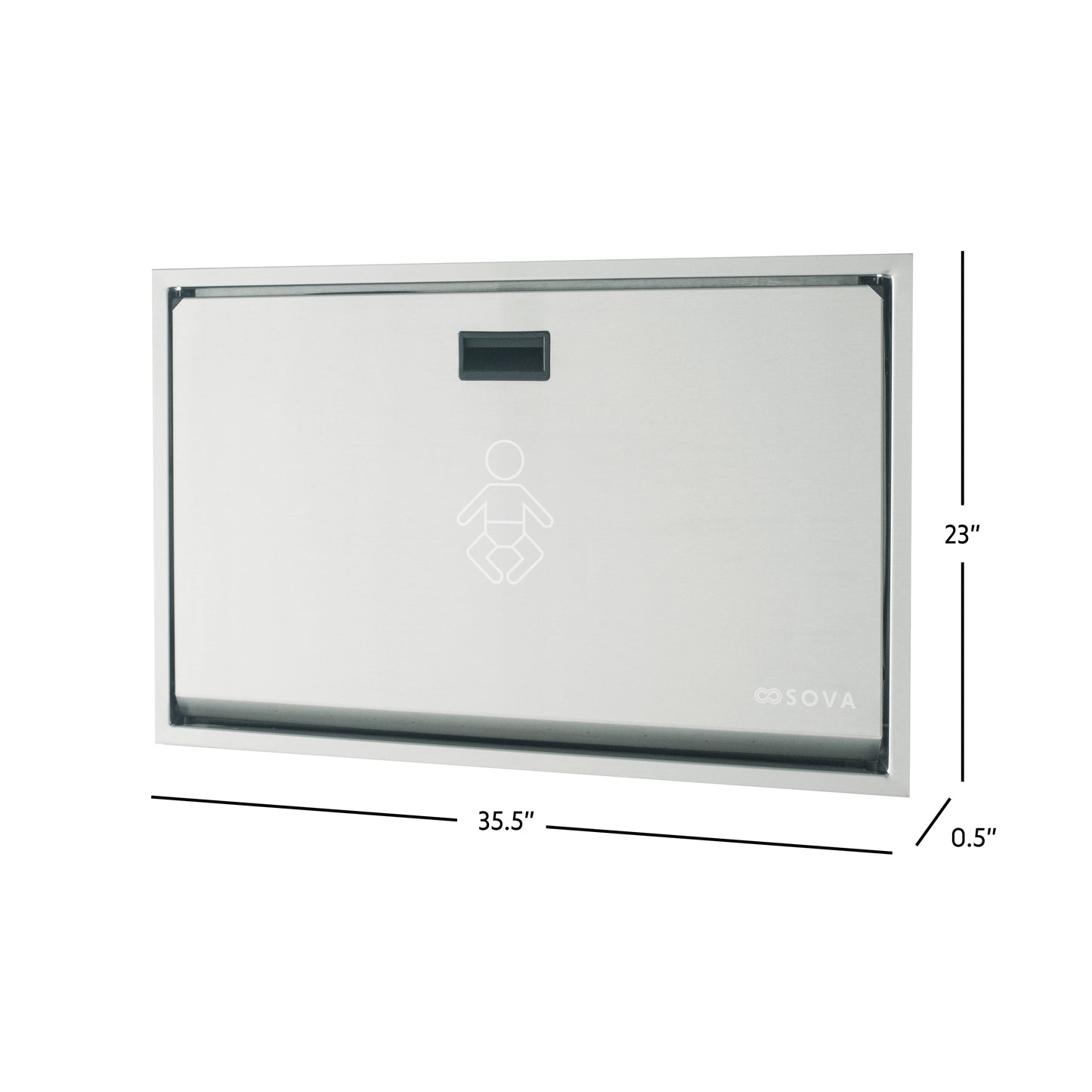 Sova Summit Horizontal Baby Changing Station closed dimensions on white background