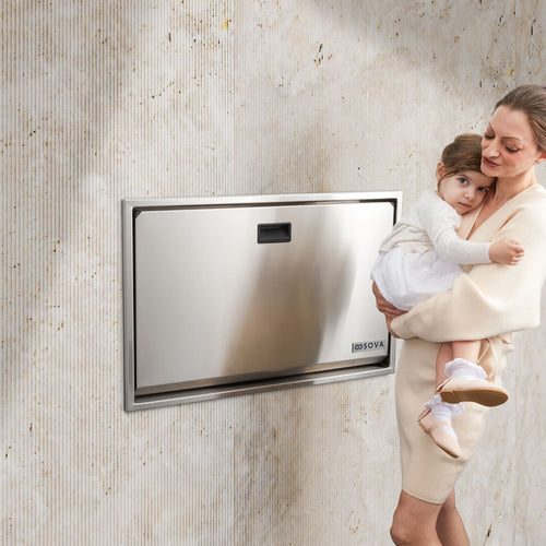 Sova Summit Stainless Steel Recessed Mount Baby Changing Station-Lifestyle-Mother and Toddler