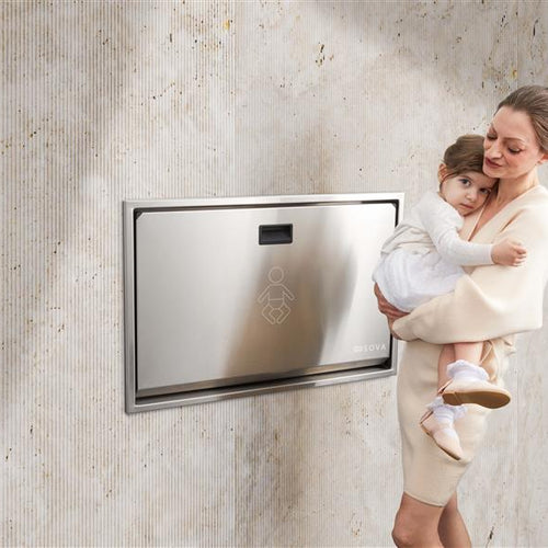 Sova Summit Stainless Steel Recessed Mount Baby Changing Station-Lifestyle-Mother and Toddler
