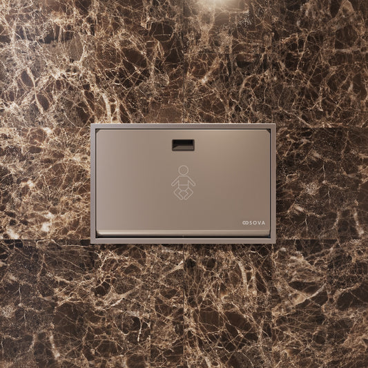 Stainless Steel Summit Horizontal Baby Changing Station on marble wall