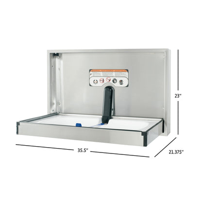 Summit Stainless Steel Horizontal Baby Changing station open product shot dimensions