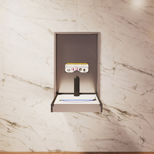 Sova Summit Stainless Steel Vertical Recessed Mount Baby Changing Station-Lifestyle-Open