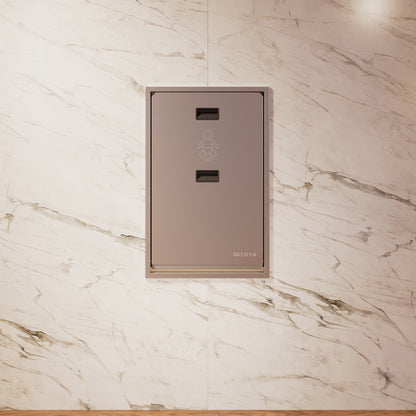 Summit Stainless Steel Vertical Baby Changing station mounted closed onmarble wall