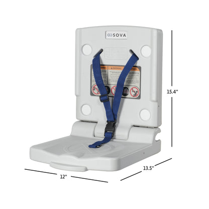 Sova Wall Toddler Seat open dimensions on white background