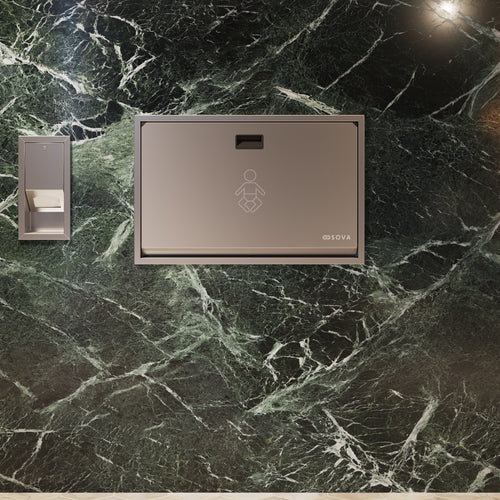 Sova Summit Stainless Steel Recessed Mount Baby Changing Station and Liner Dispenser-Lifestyle-Closed