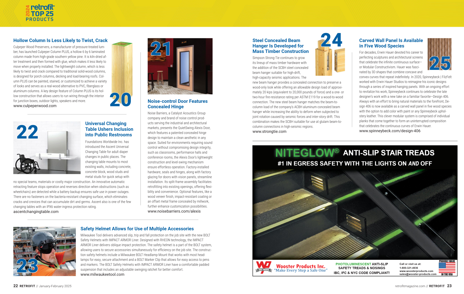Page from a magazine or catalog featuring product information with text and images.
