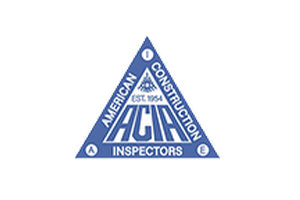 Blue triangle logo with text on a white background