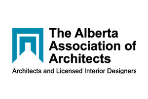Logo of The Alberta Association of Architects on a white background
