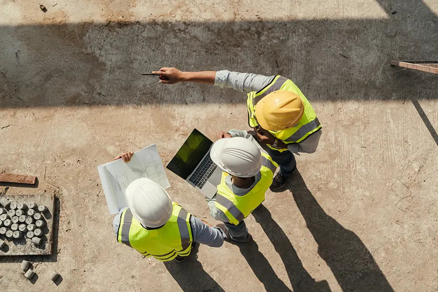 Contractors reviewing plans