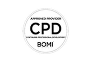 Logo of CPD (Continuing Professional Development) with BOMI approval on a white background