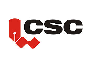 CSC logo with red and black design on a white background