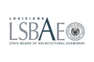 Logo of the Louisiana State Board of Architectural Examiners on a white background